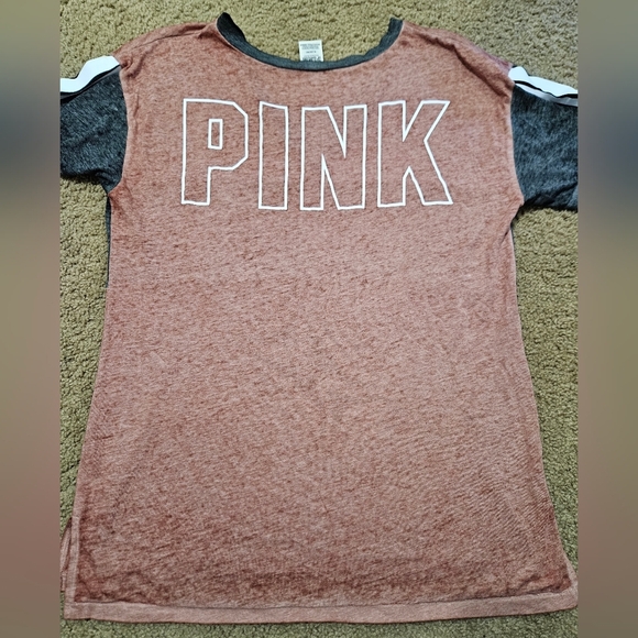 PINK Victoria's Secret Vintage Oversized Burnout Spellout Tee - Picture 1 of 4